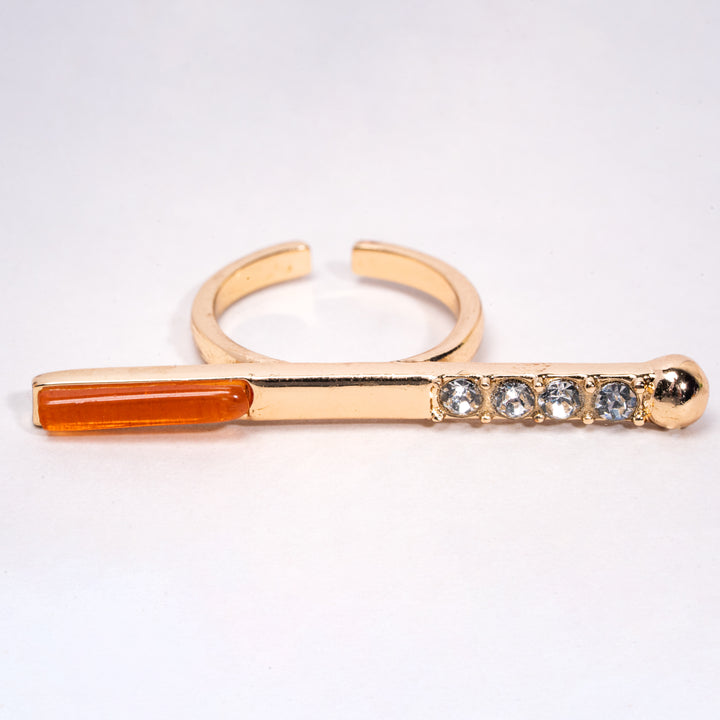 Carnelian Bar Orbit Sparkling stone Ring