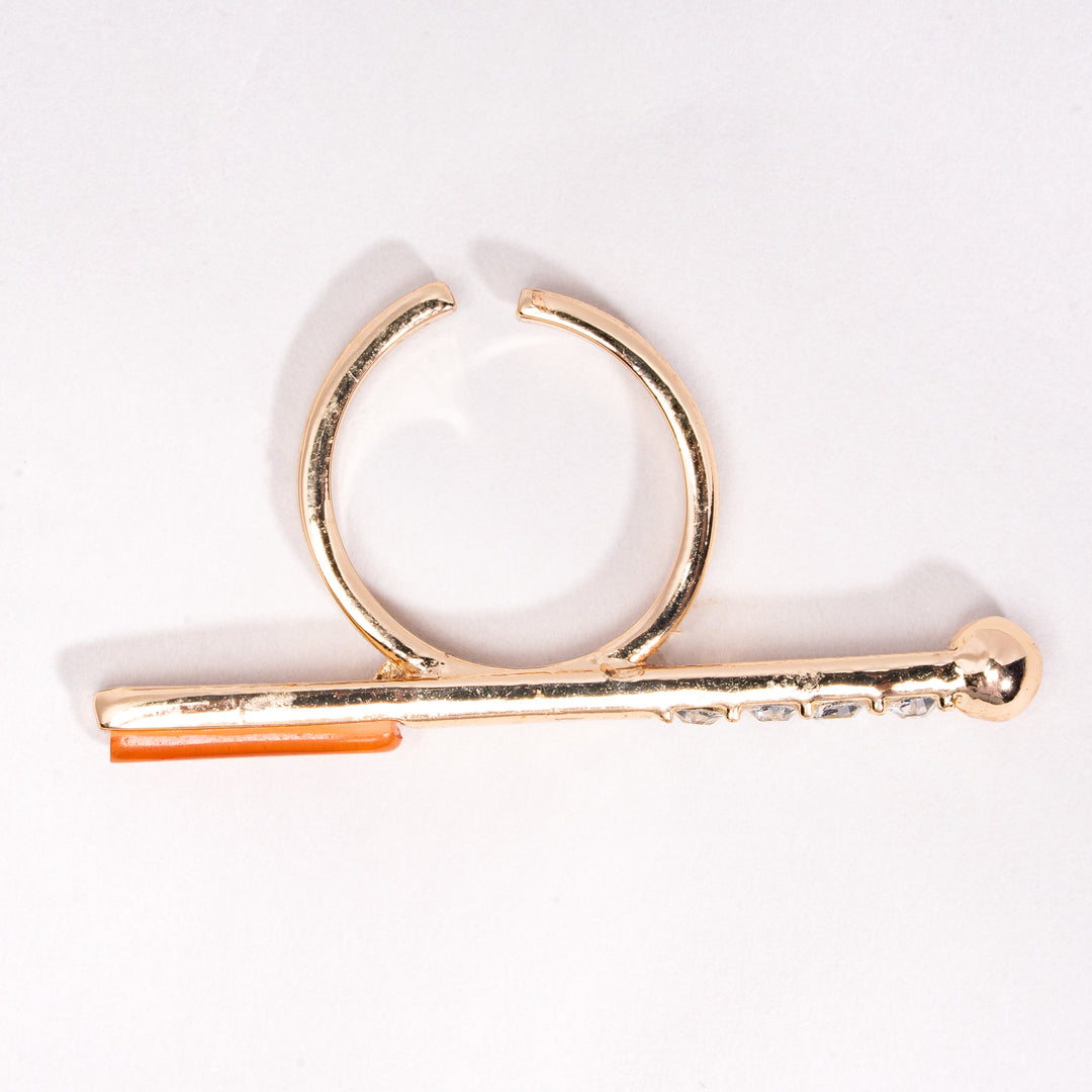 Carnelian Bar Orbit Sparkling stone Ring