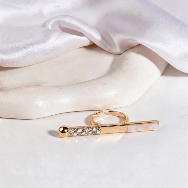 Rose Bar Orbit Sparkling stone Ring