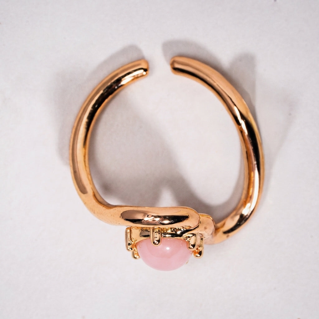 Bold Rose oval Stone Wave Ring