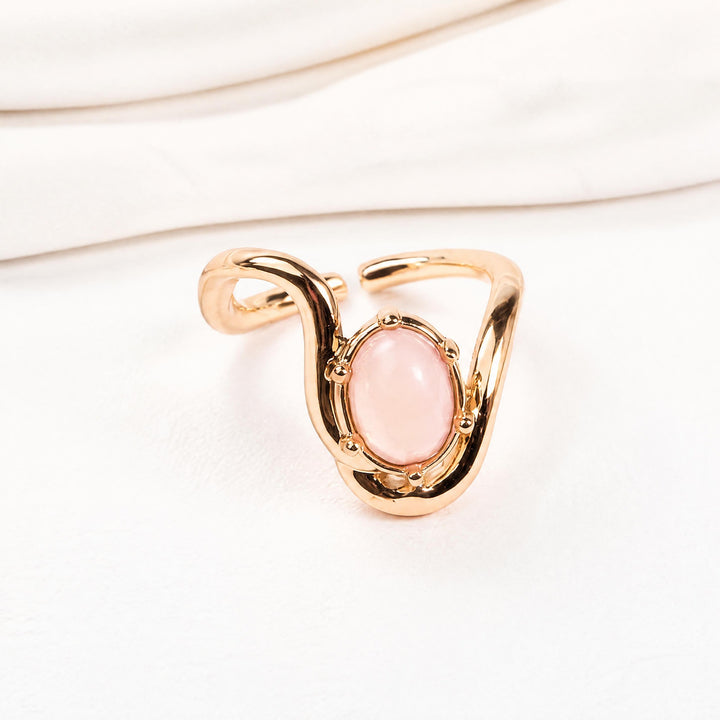 Bold Rose oval Stone Wave Ring