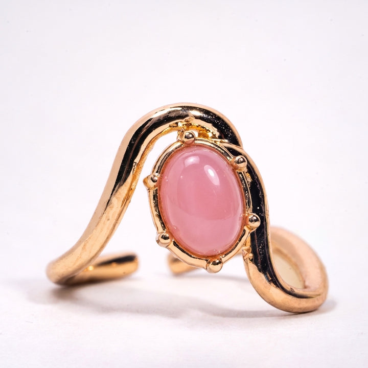Bold Rose oval Stone Wave Ring