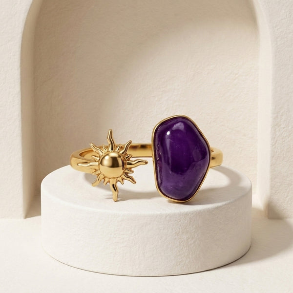 Amethyst Solstice Golden Sunspell Ring