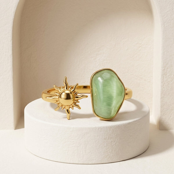 Jade Solstice Golden Sunspell Ring