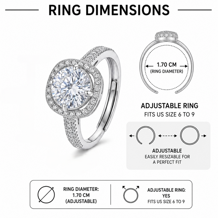 Lustre Round Crystal Statement Ring