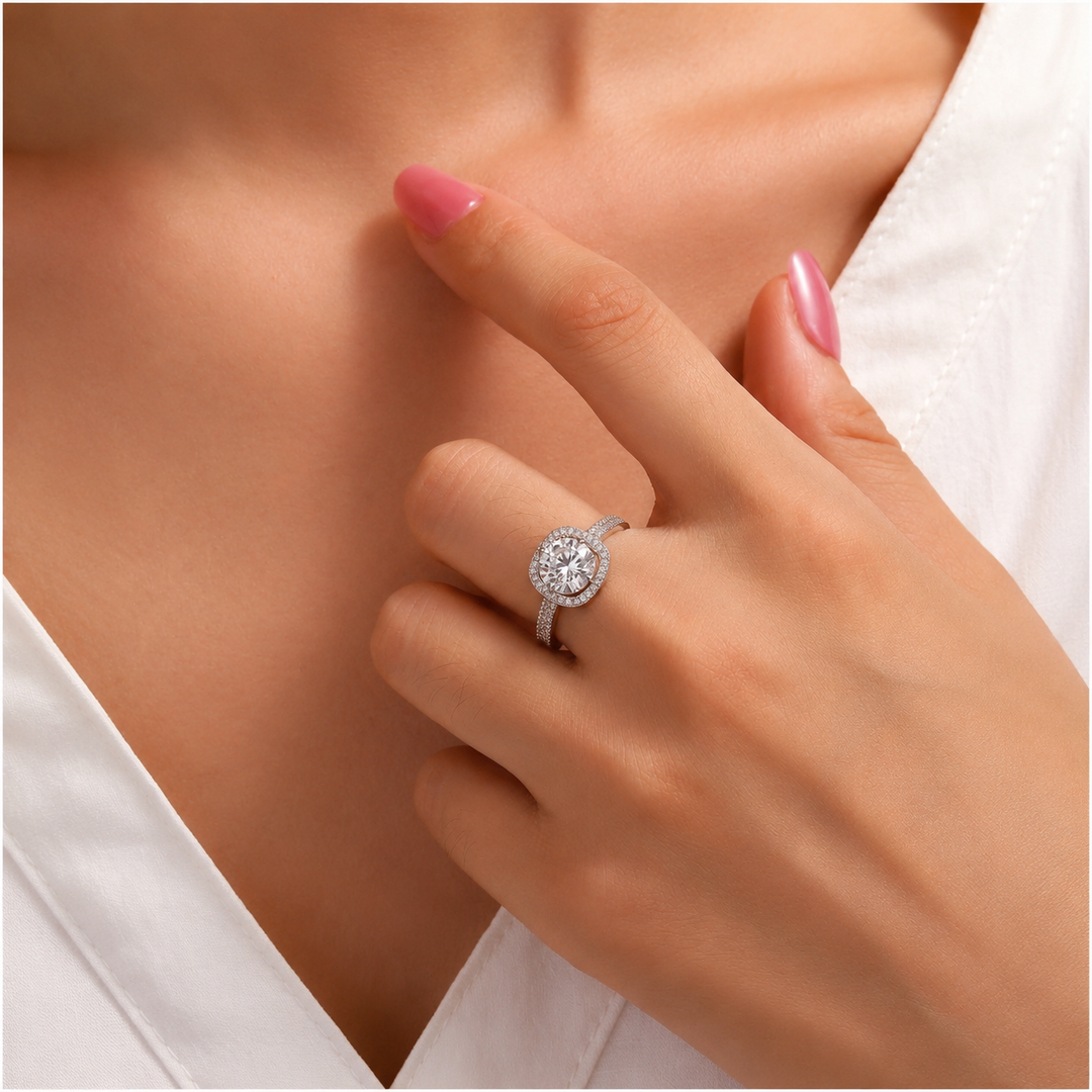 Lustre Round Crystal Statement Ring