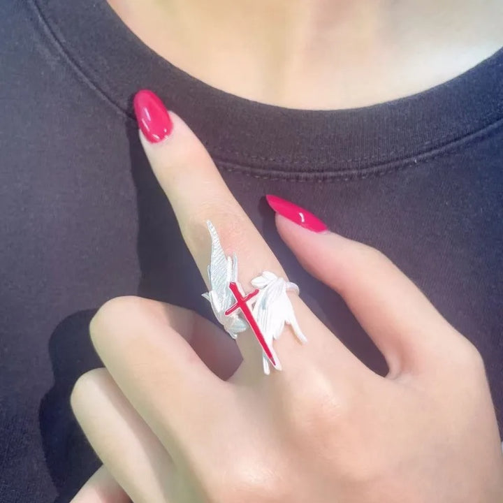 Blood cross White Wing Ring