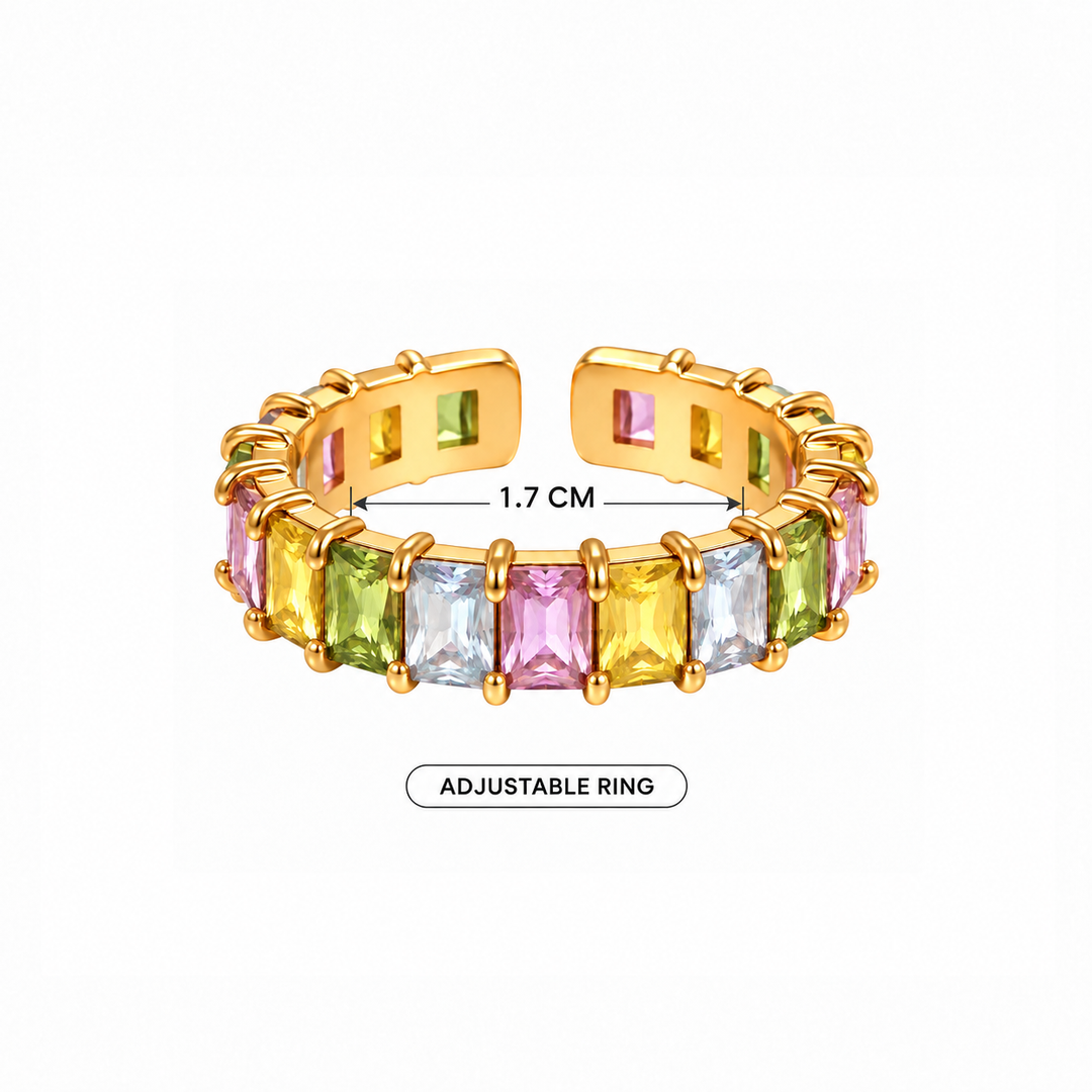 Rainbow Prism Baguette Ring