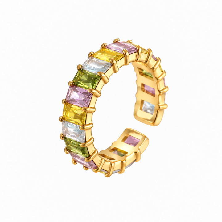 Rainbow Prism Baguette Ring
