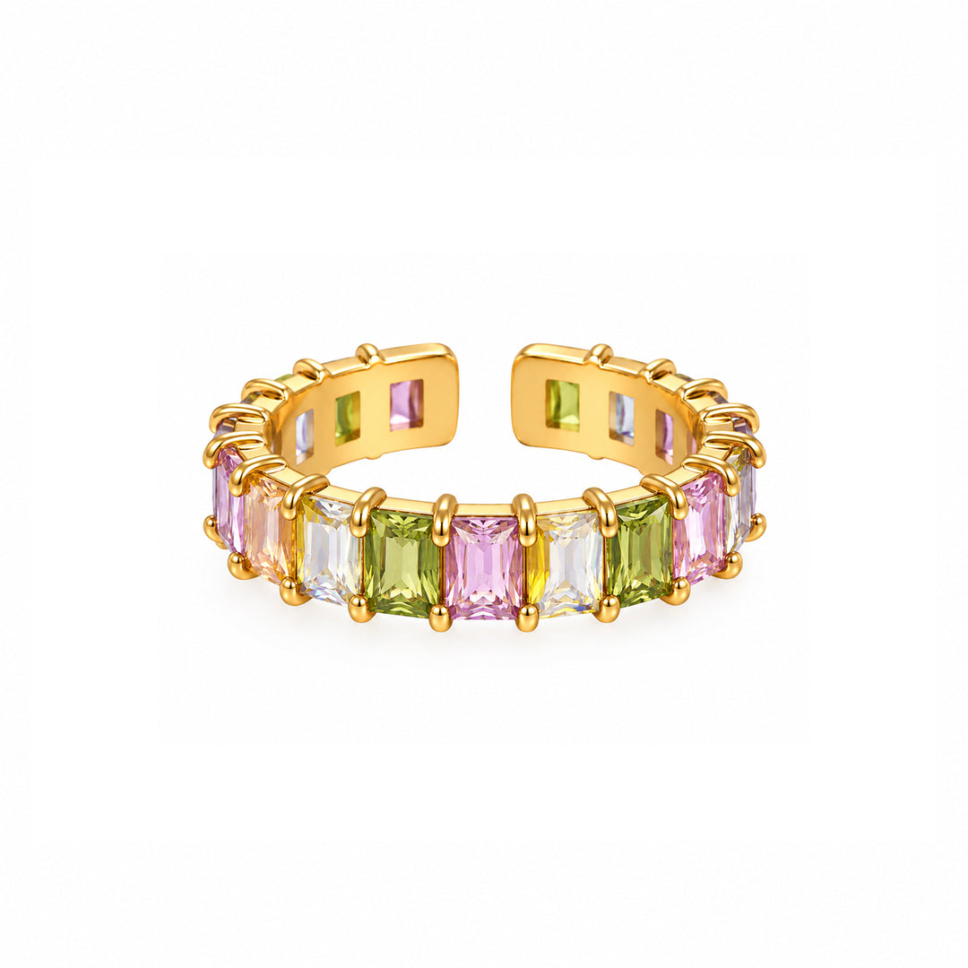 Rainbow Prism Baguette Ring