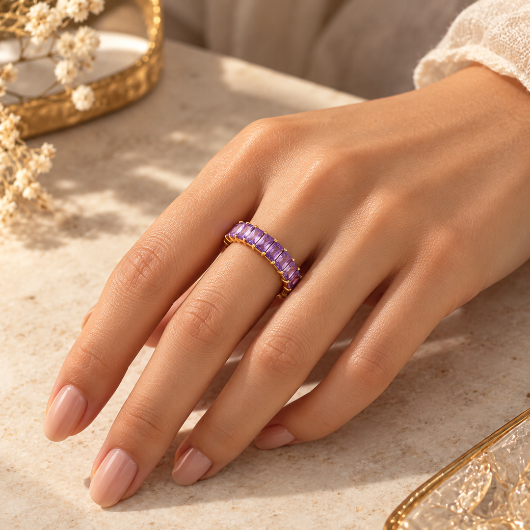 Lilac Ice Baguette Eternity Ring