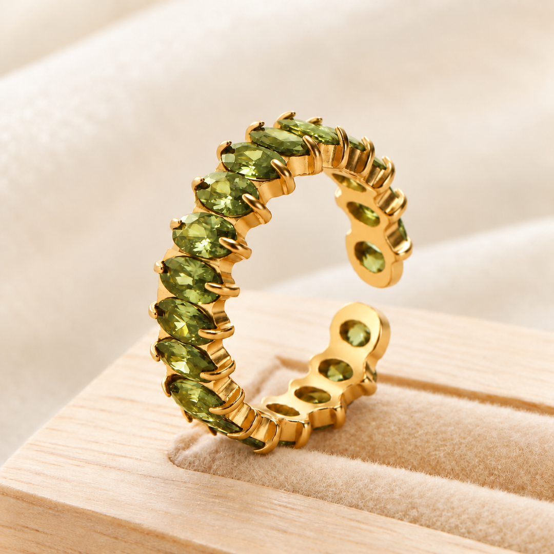 Olive Glow Oval Eternity Ring