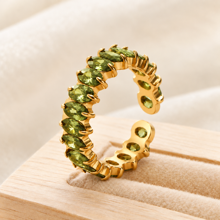 Olive Glow Oval Eternity Ring