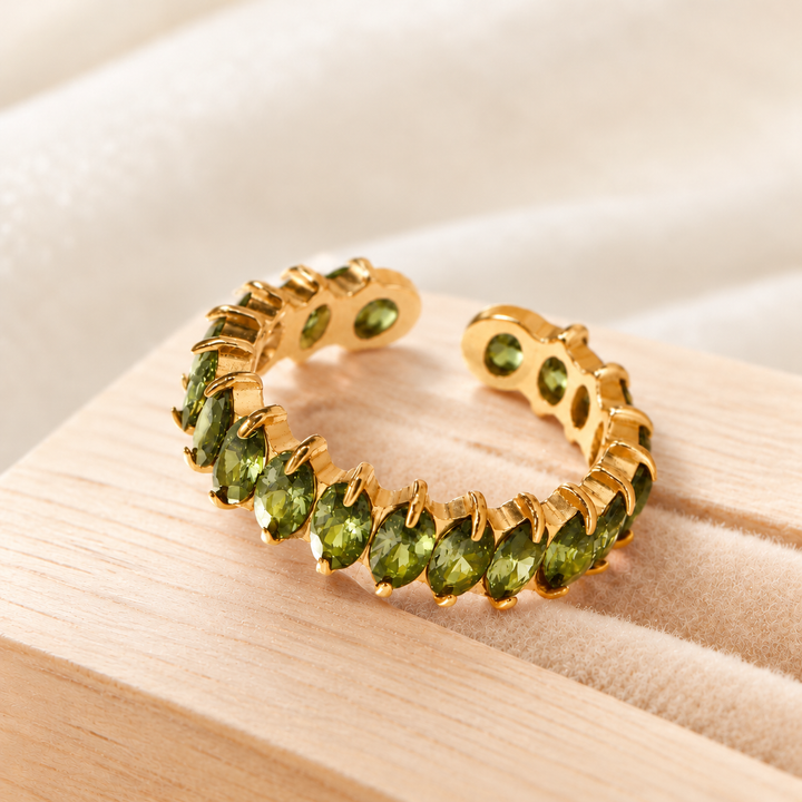 Olive Glow Oval Eternity Ring