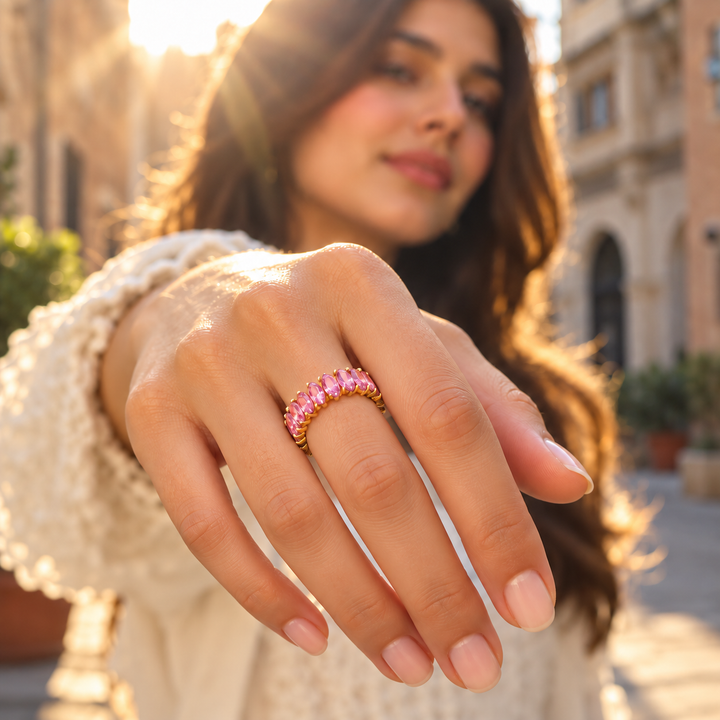 Blush Halo Oval Eternity Ring