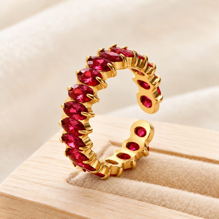 Scarlet Ember Oval Eternity Ring