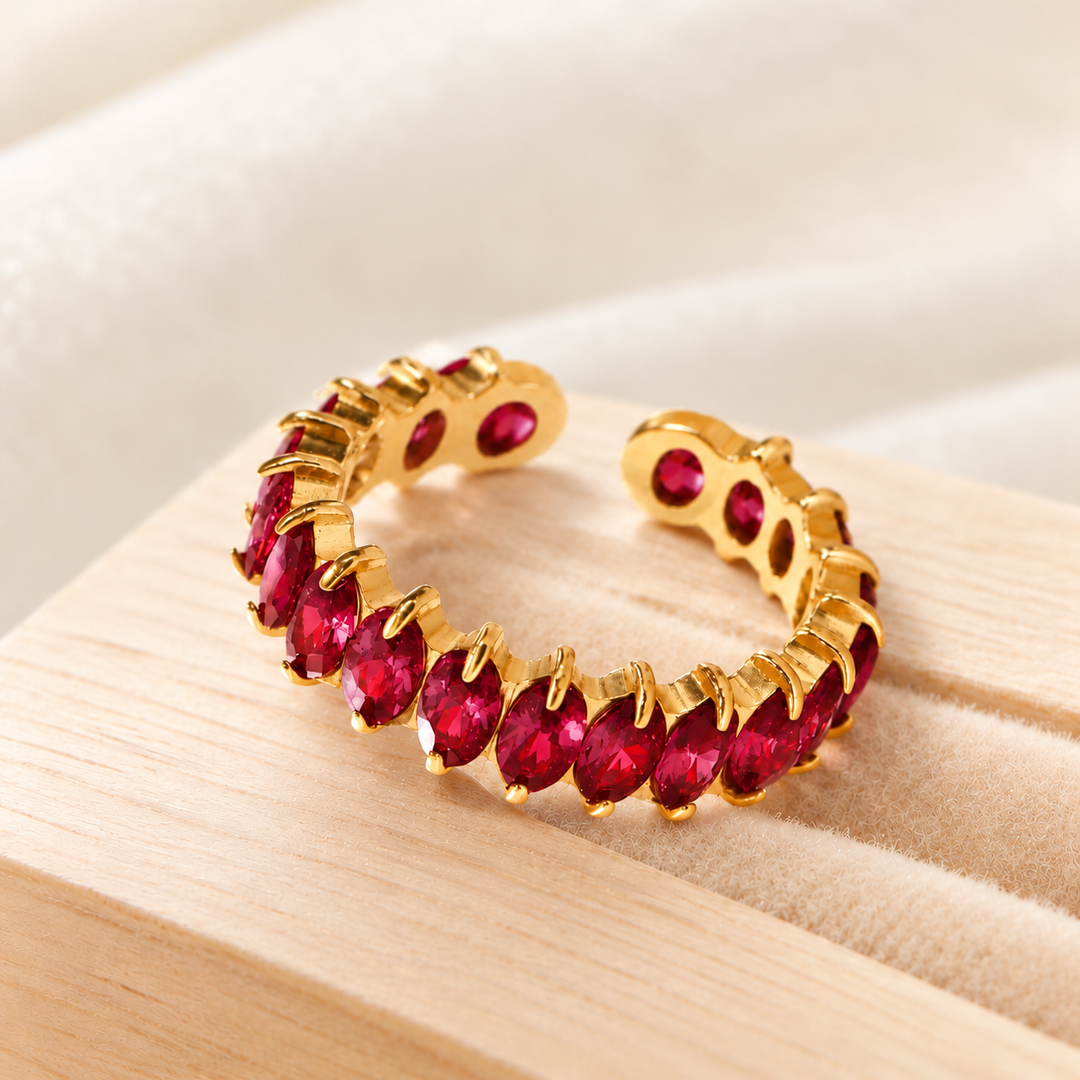 Scarlet Ember Oval Eternity Ring
