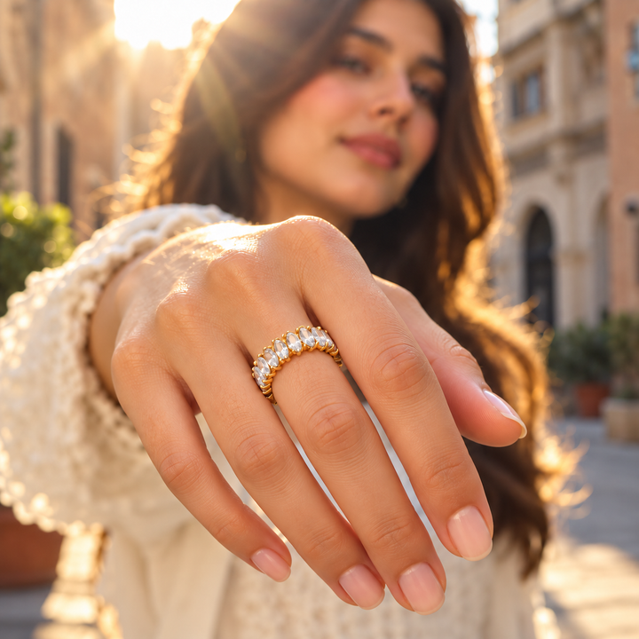 Crystal Gleam Oval Eternity Ring