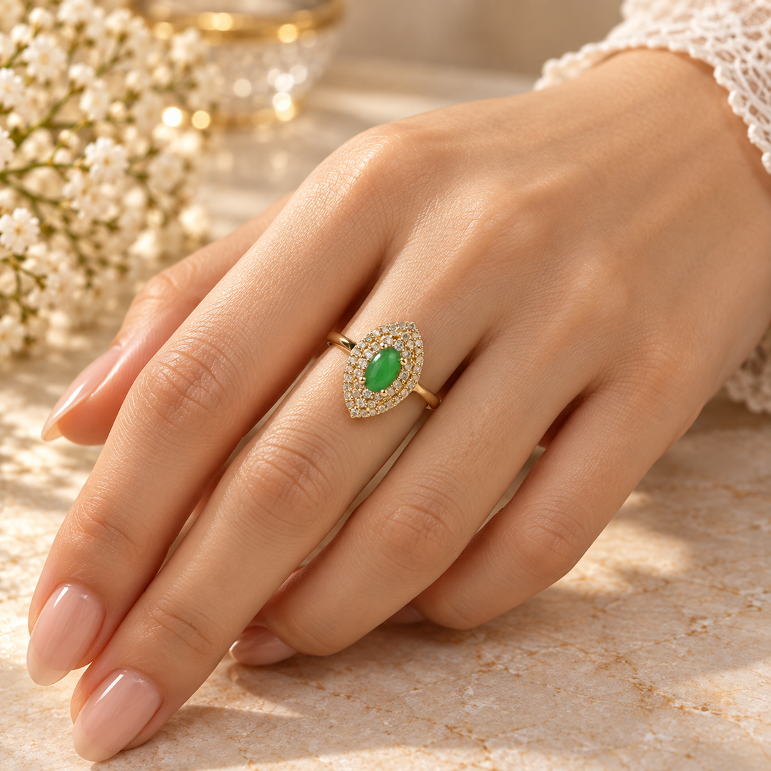 Vera Green Stone Marquise Ring