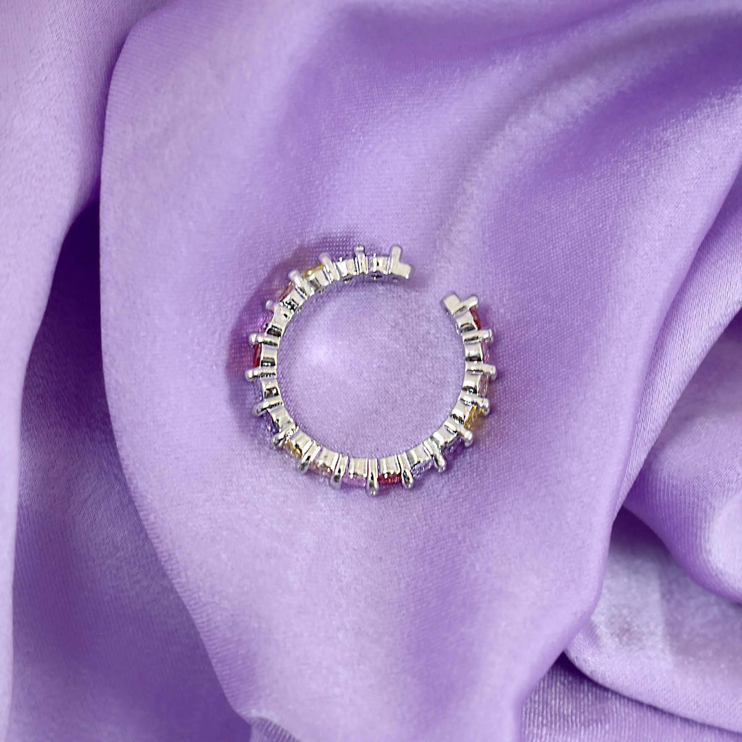 Rainbow Oval Tennis Ring - Silver - Salty Accessories