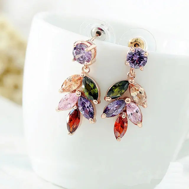 Rainbow Sense Colorful Crystal Zircon Earrings - Salty Accessories