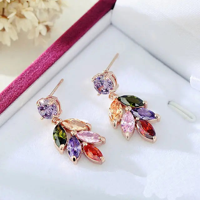 Rainbow Sense Colorful Crystal Zircon Earrings - Salty Accessories