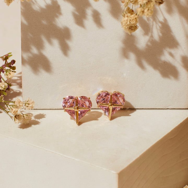 Raspberry Crystal Earrings - Salty Accessories
