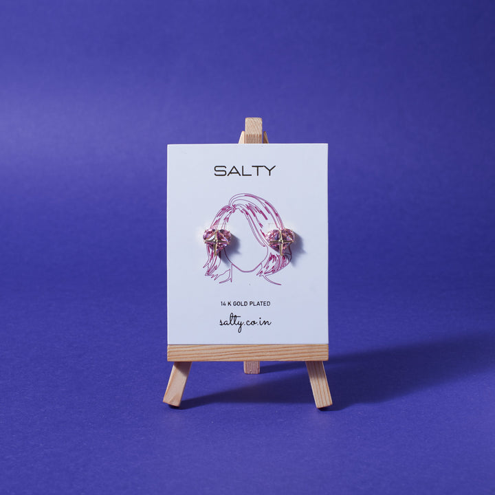 Raspberry Crystal Earrings - Salty Accessories