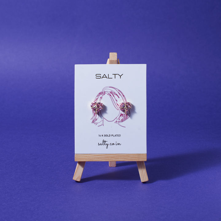 Raspberry Crystal Earrings Salty