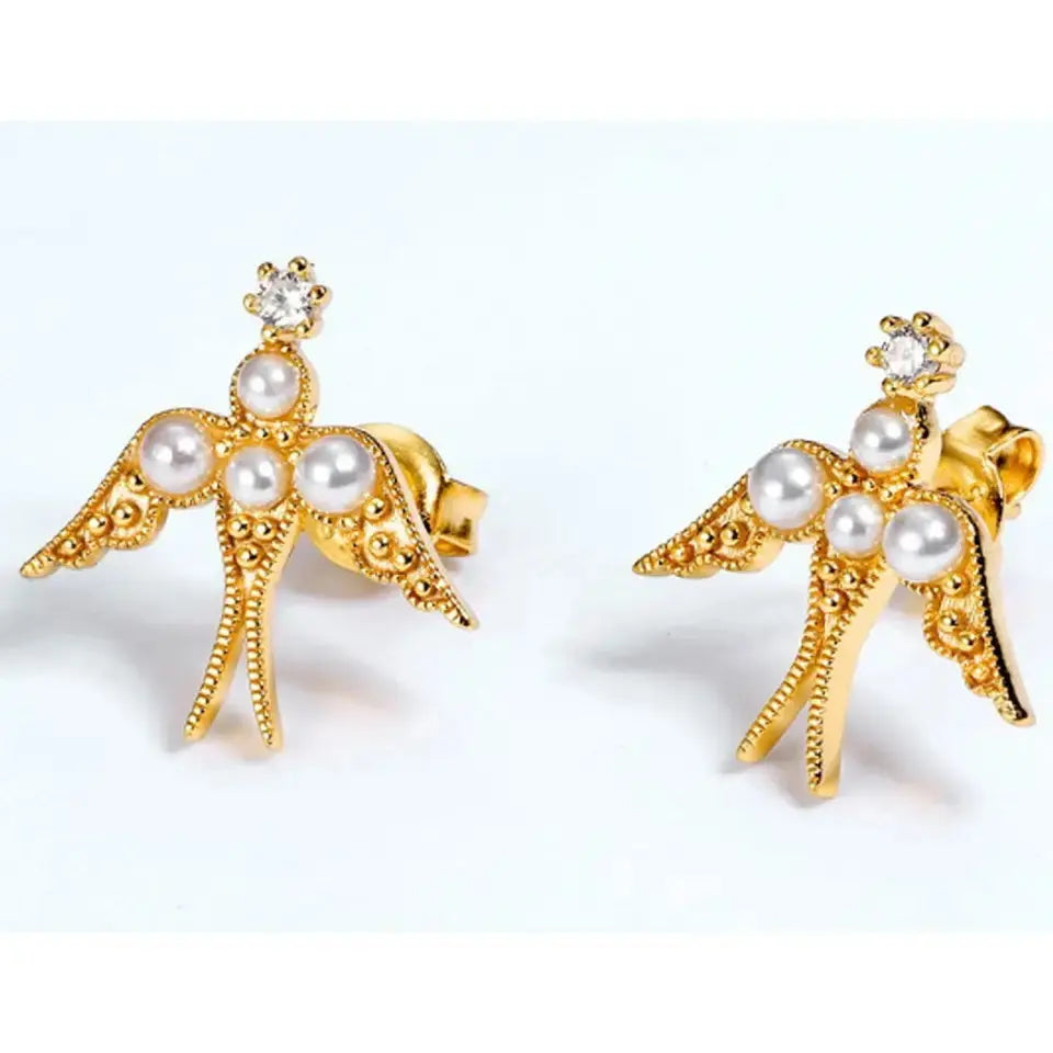 Raven Gold Pearl Earrings