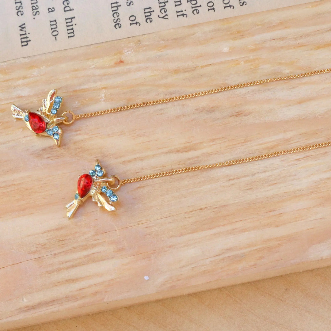 Red Bird Threader Earrings