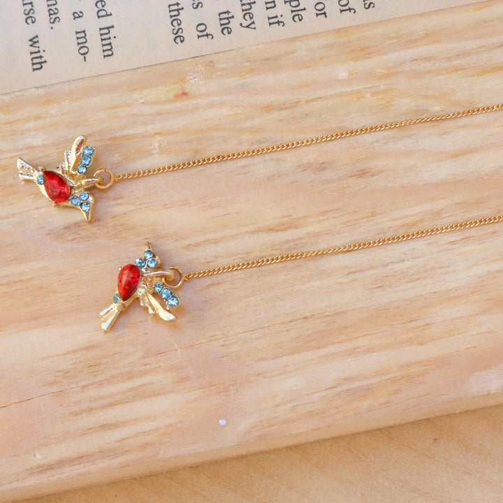 Red Bird Threader Earrings