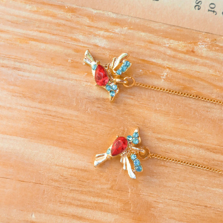 Red Bird Threader Earrings