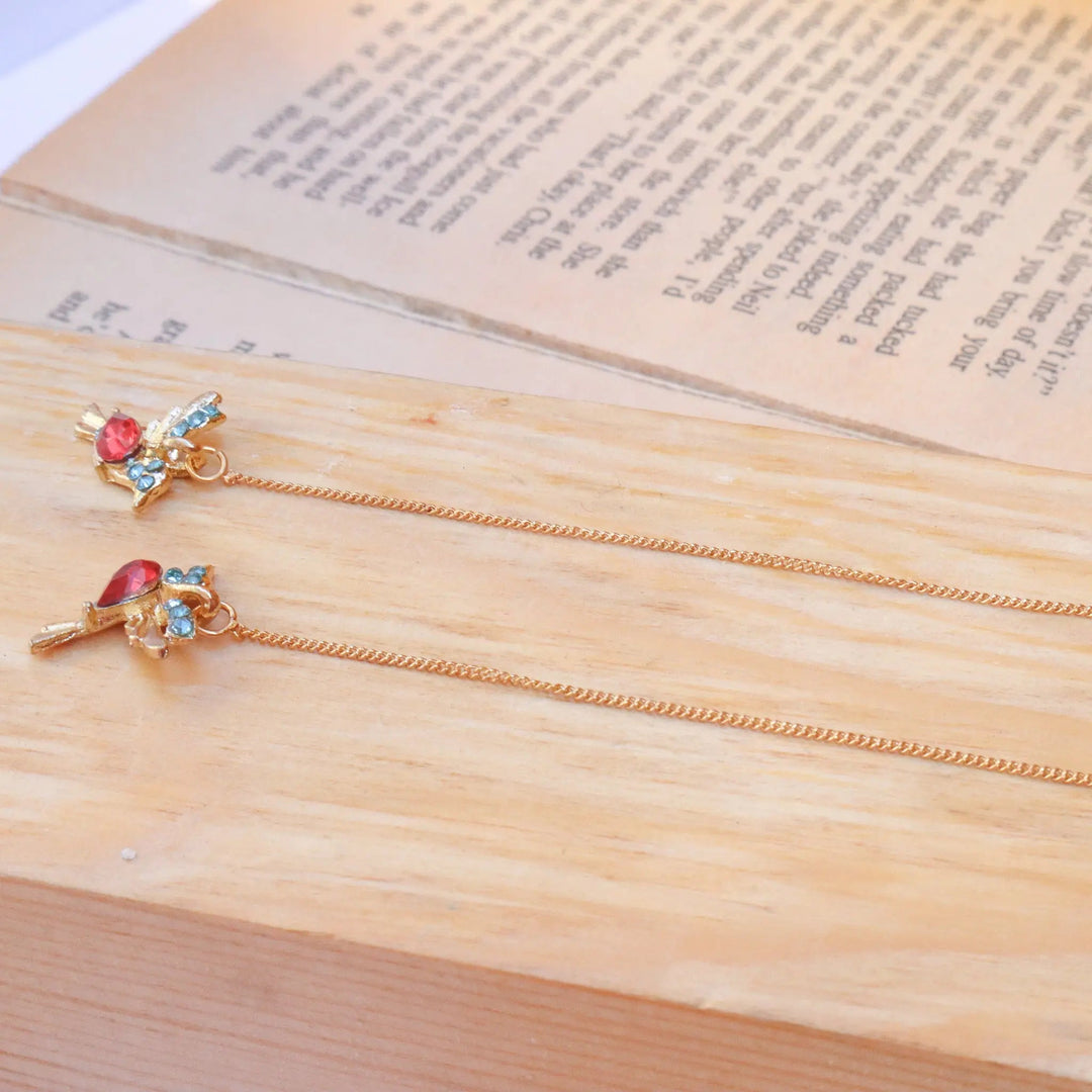 Red Bird Threader Earrings