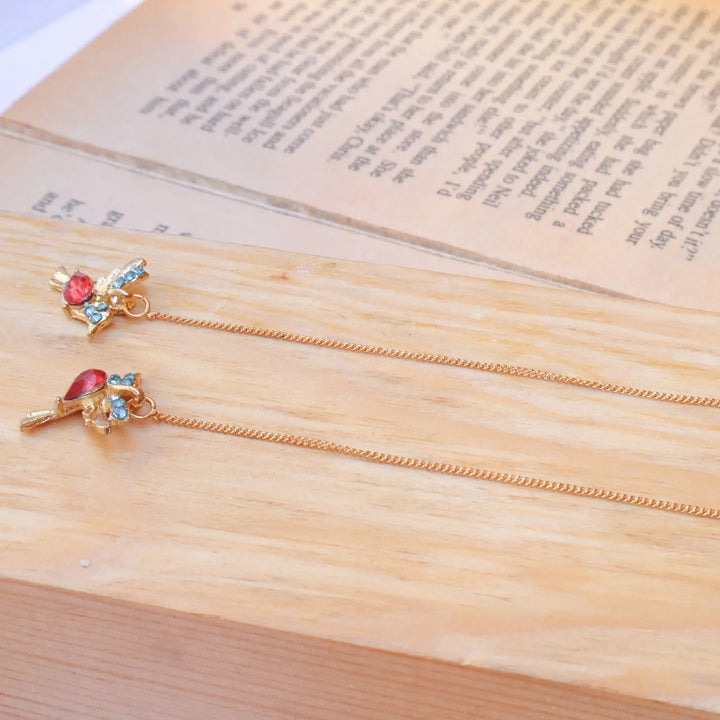 Red Bird Threader Earrings