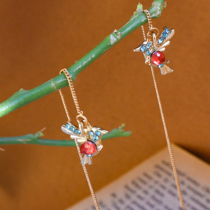 Red Bird Threader Earrings