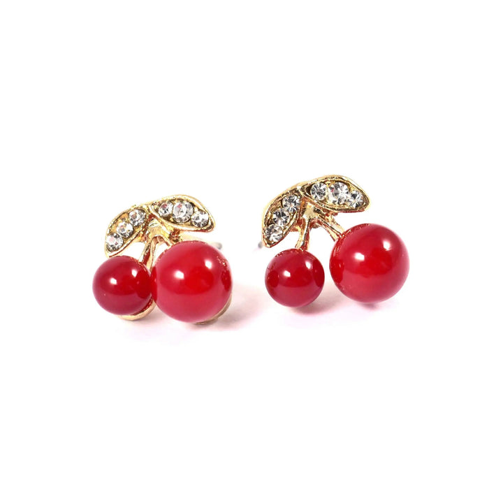 Red Cherry Solid Studded Stud Earrings