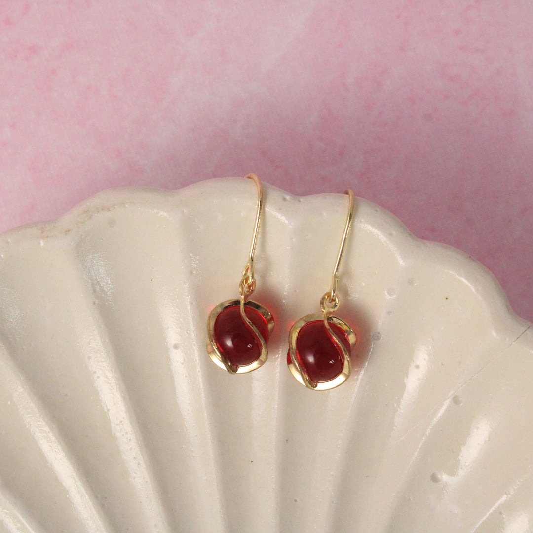 Red Opal Minimal Earrings - Salty Accessories