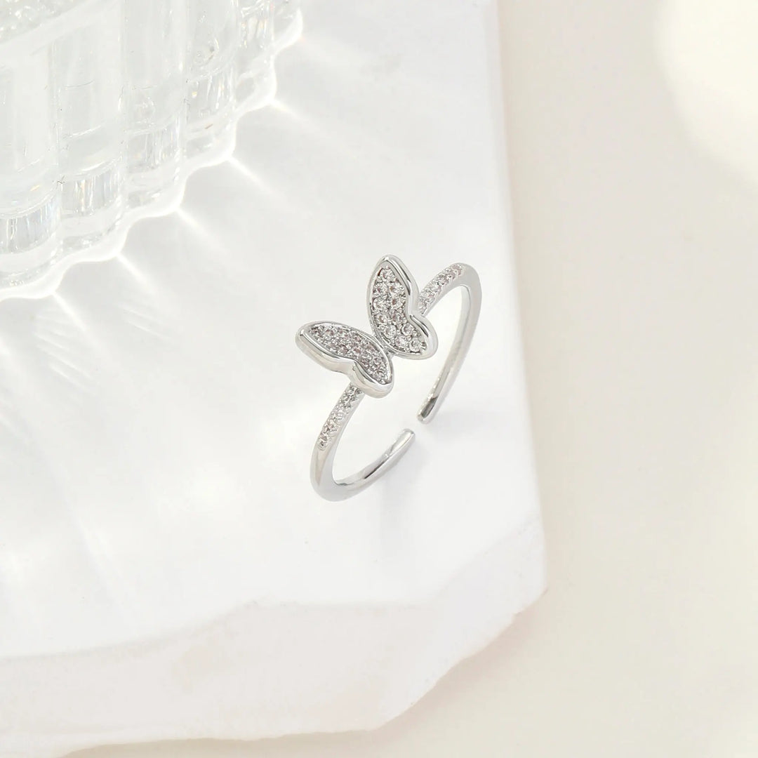 Hollis Studded Butterfly Silver Ring - Salty Accessories