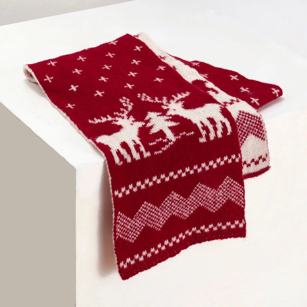 Reindeer Reversible Scarf - Red