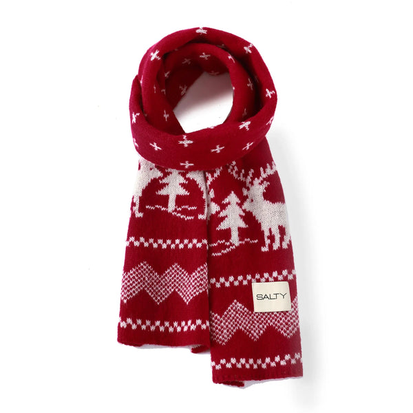 Reindeer Reversible Scarf - Red