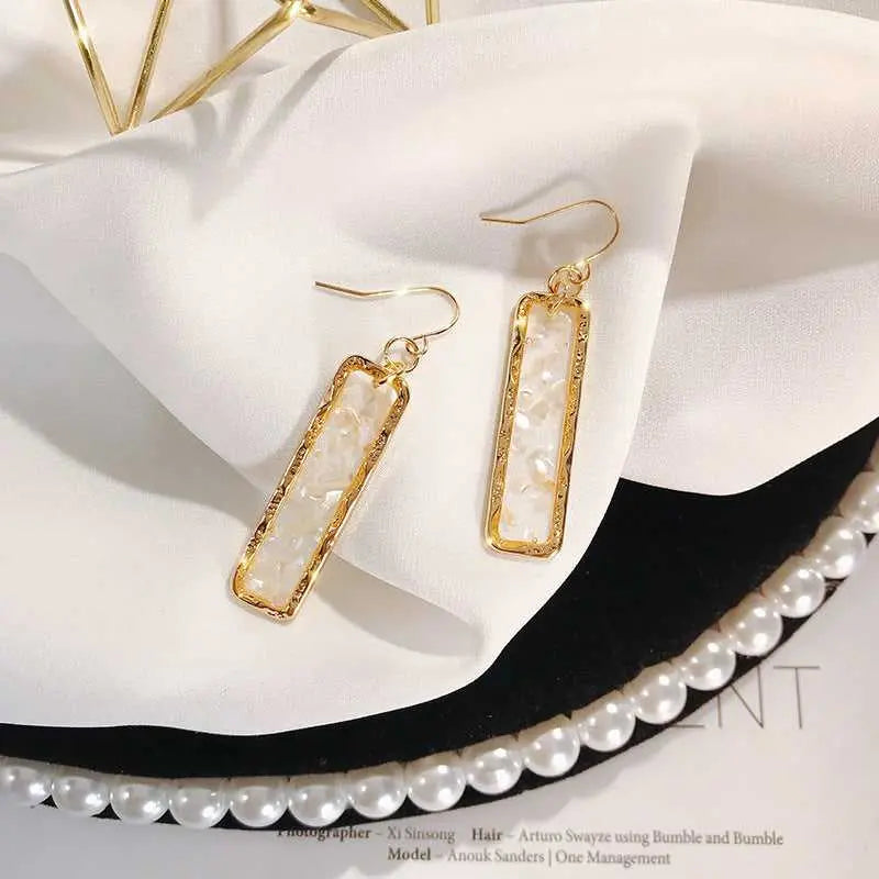 Resin Long Bar Acrylic Dainty Gold Bling Drop Earrings