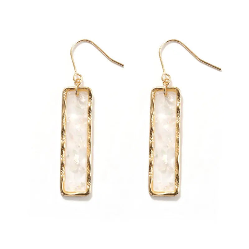 Resin Long Bar Acrylic Dainty Gold Bling Drop Earrings