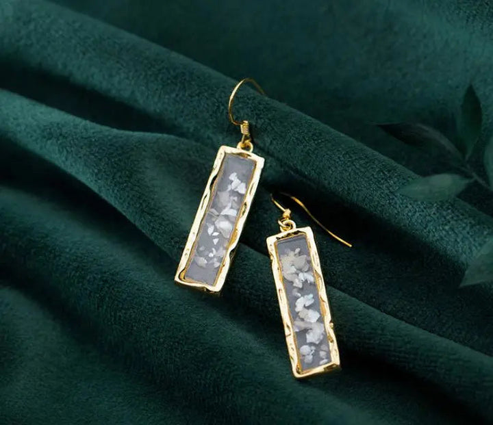 Resin Long Bar Acrylic Dainty Gold Bling Drop Earrings