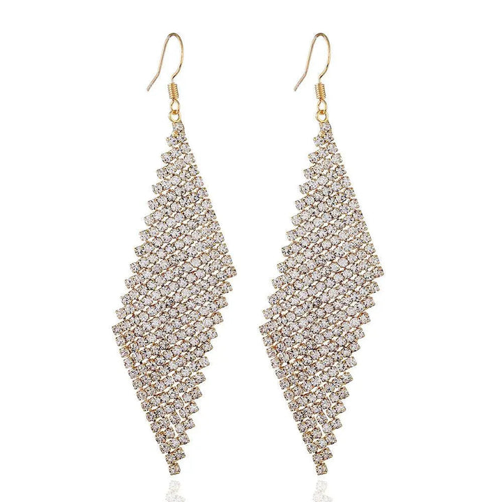 Rhinestone Long Tassel Drop Earrings - Salty Accessories