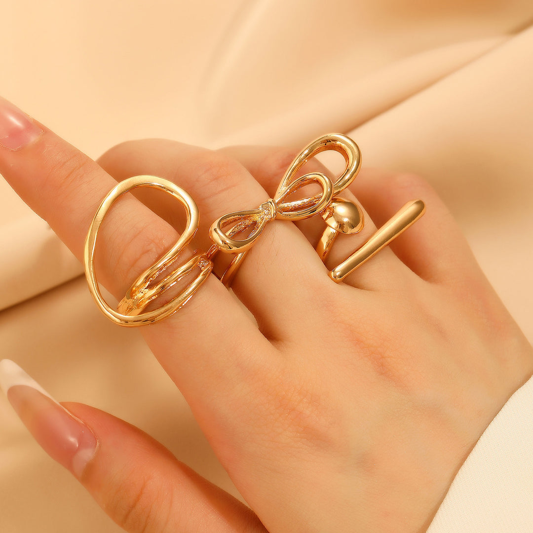 Set of 3 Funked-Up Gold Stack Ring - Salty Accessories