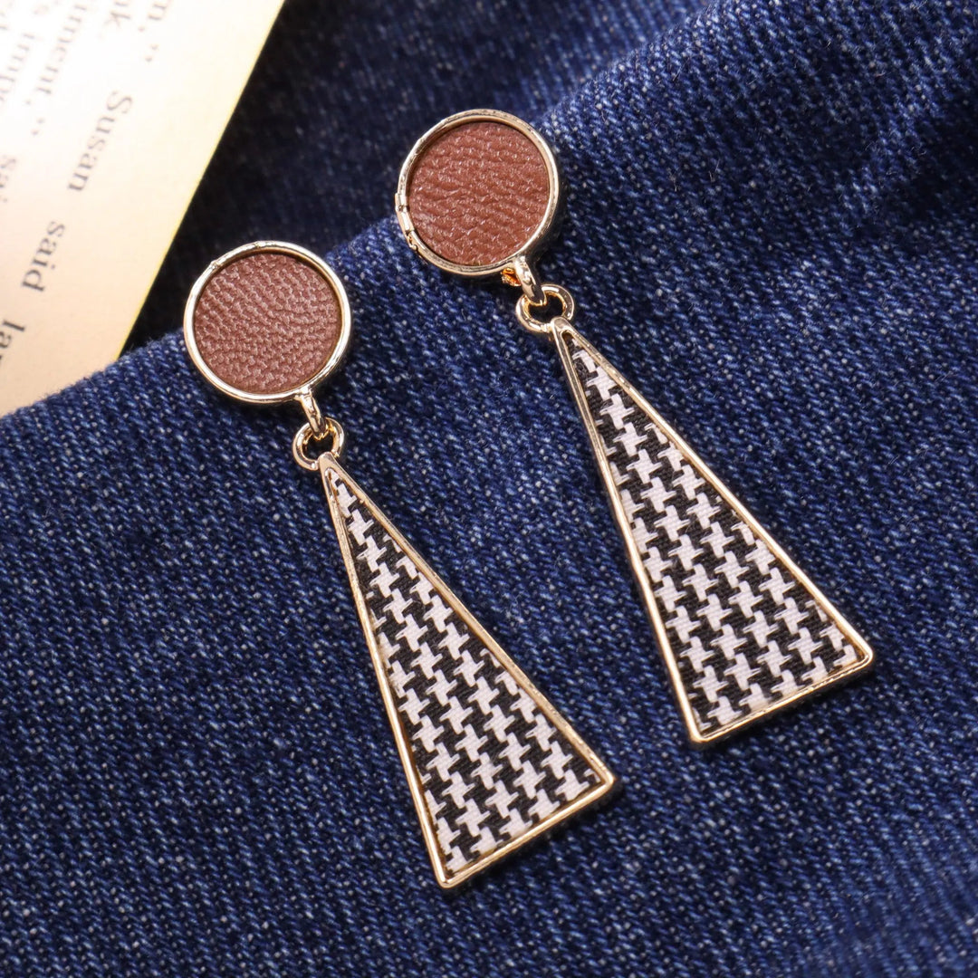 Romantic Brown Check Earrings - Salty Accessories