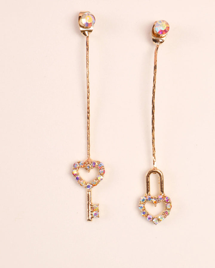 Romantic Long Lock & Key Earrings