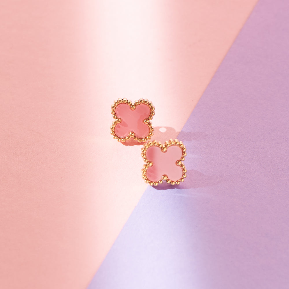 Romantic Rose Clover Studs Salty