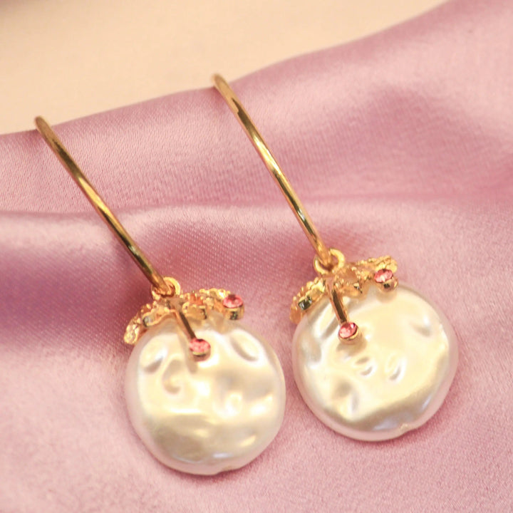 Rose Quartz Gold Earrings - Salty Accessories